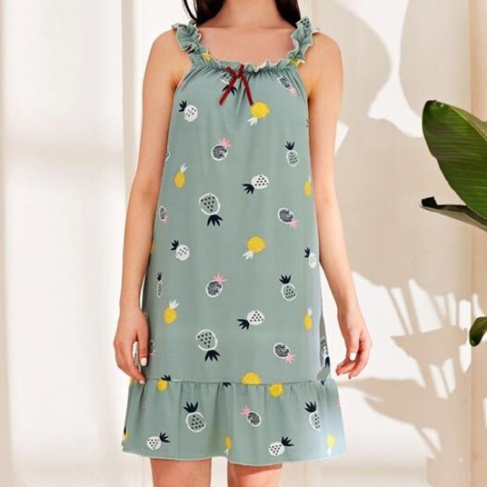 New Green Ruffle Cami Nightgown - Picture 5 of 6